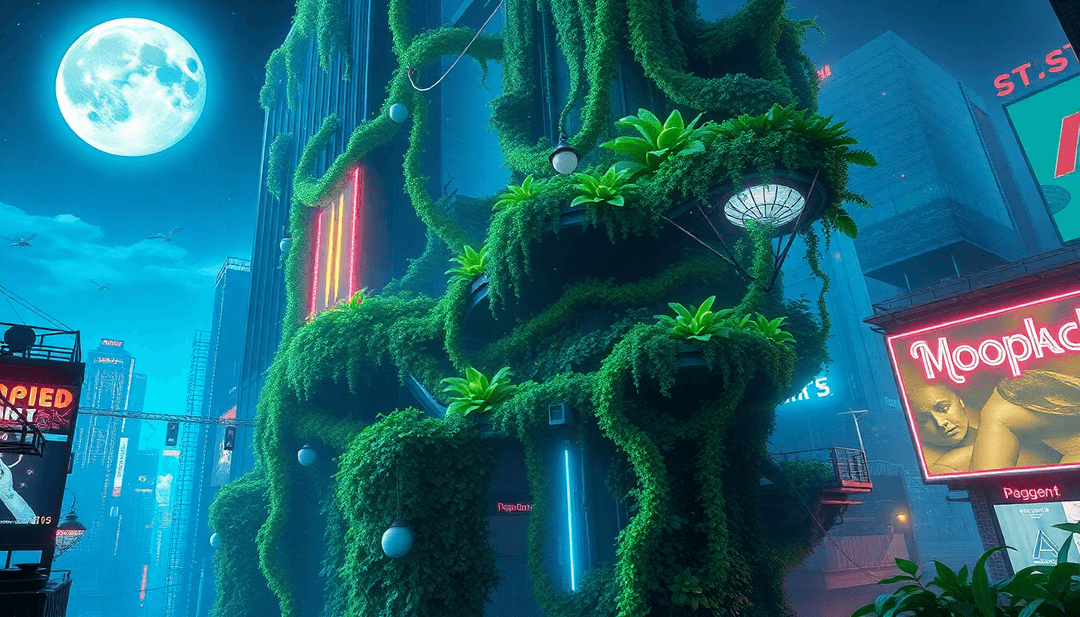 Moonlit Retrofuture: Sky Gardens and Steel Jungles